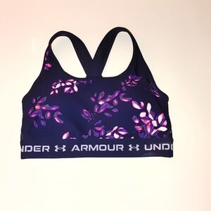Women's Under Armour Size M Athletic Sports Bra Midnight Navy & Floral Tint